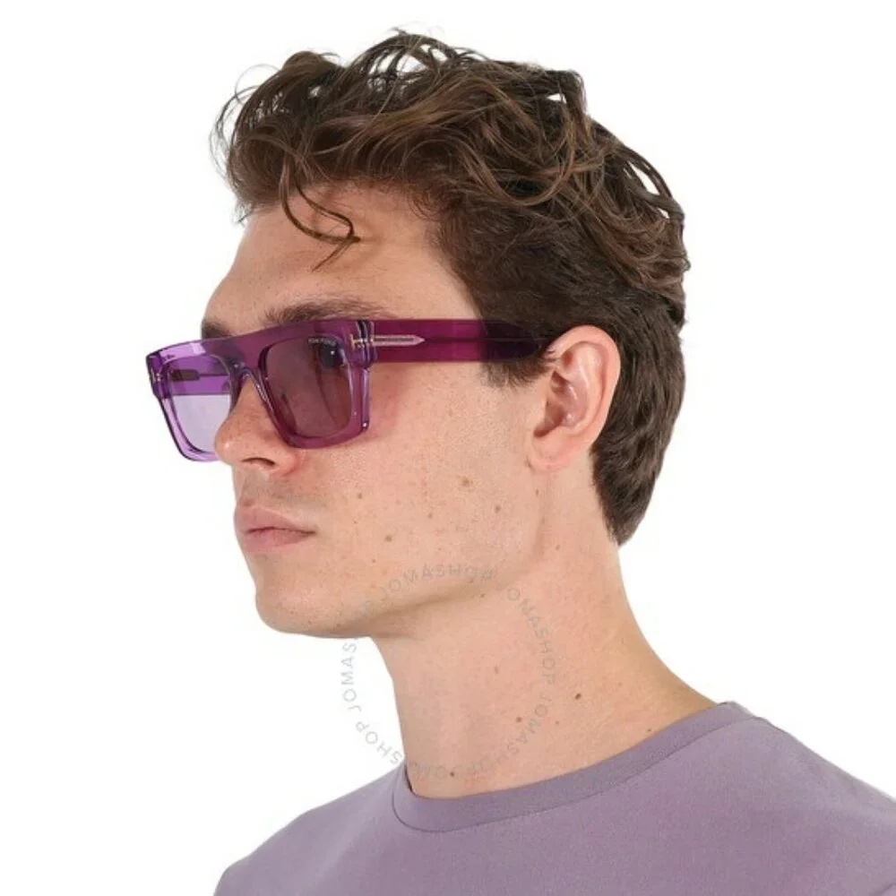 Tom Ford FAUSTO FT0711/S 81Y Men BRAND NEW Sunglasses Transparent Violet Square